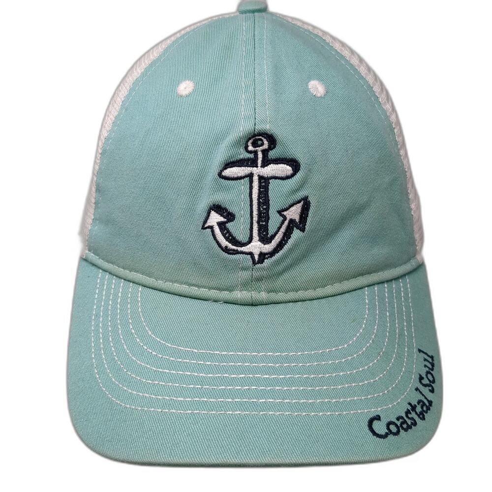BIG HED Trucker Hat Blue White One Size Mesh Snapback Anchor Coastal Soul